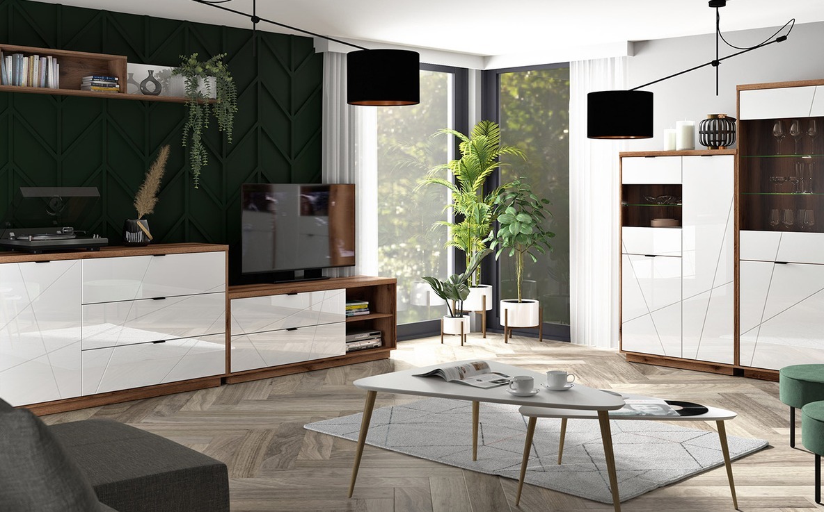 Настенная полка Fivale 101 (Темный дуб делано + Глянцевый белый)