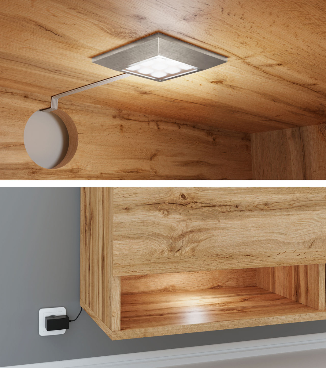 ТВ тумба Sarasota 119 (Дуб вотан + Глянцевый белый)