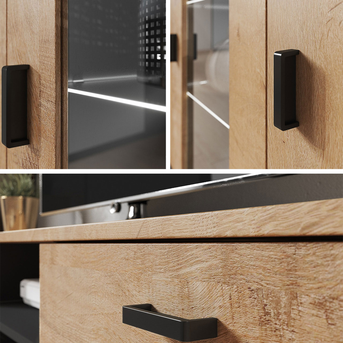 Viesistabas komplekts Tornola 113 (Melns + Glancēts melns)