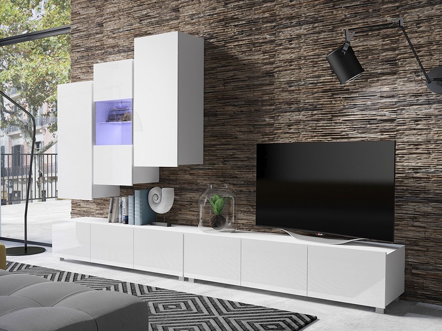 Набор для гостиной Tivdalu 133 (Белый + Глянцевый белый)