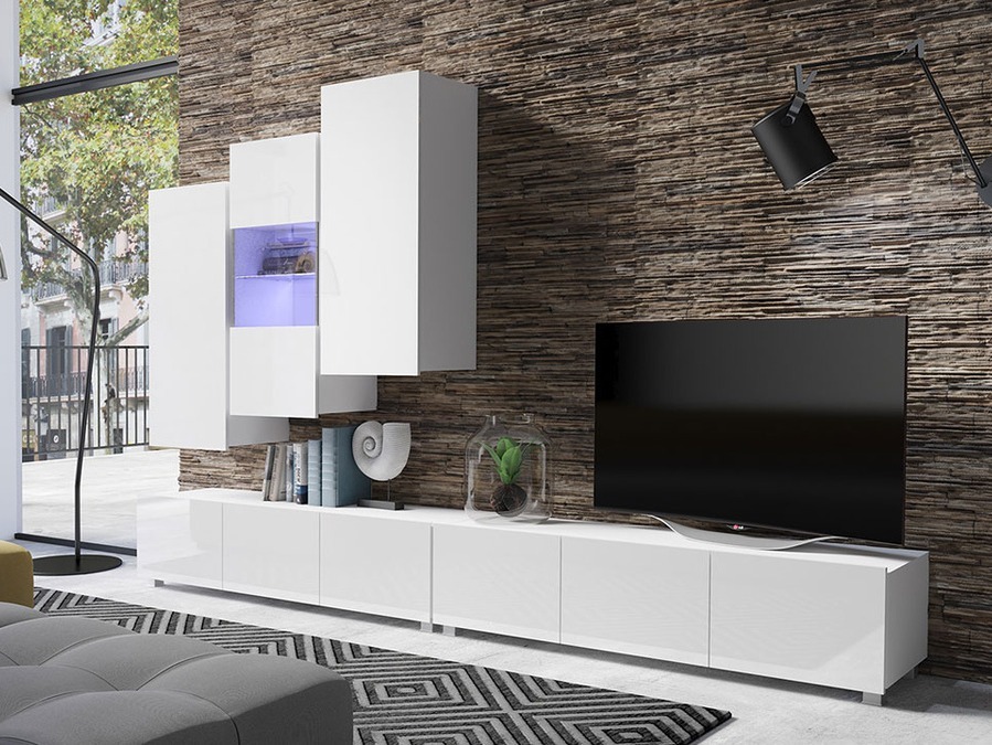 Набор для гостиной Tivdalu 133 (Белый + Глянцевый белый)