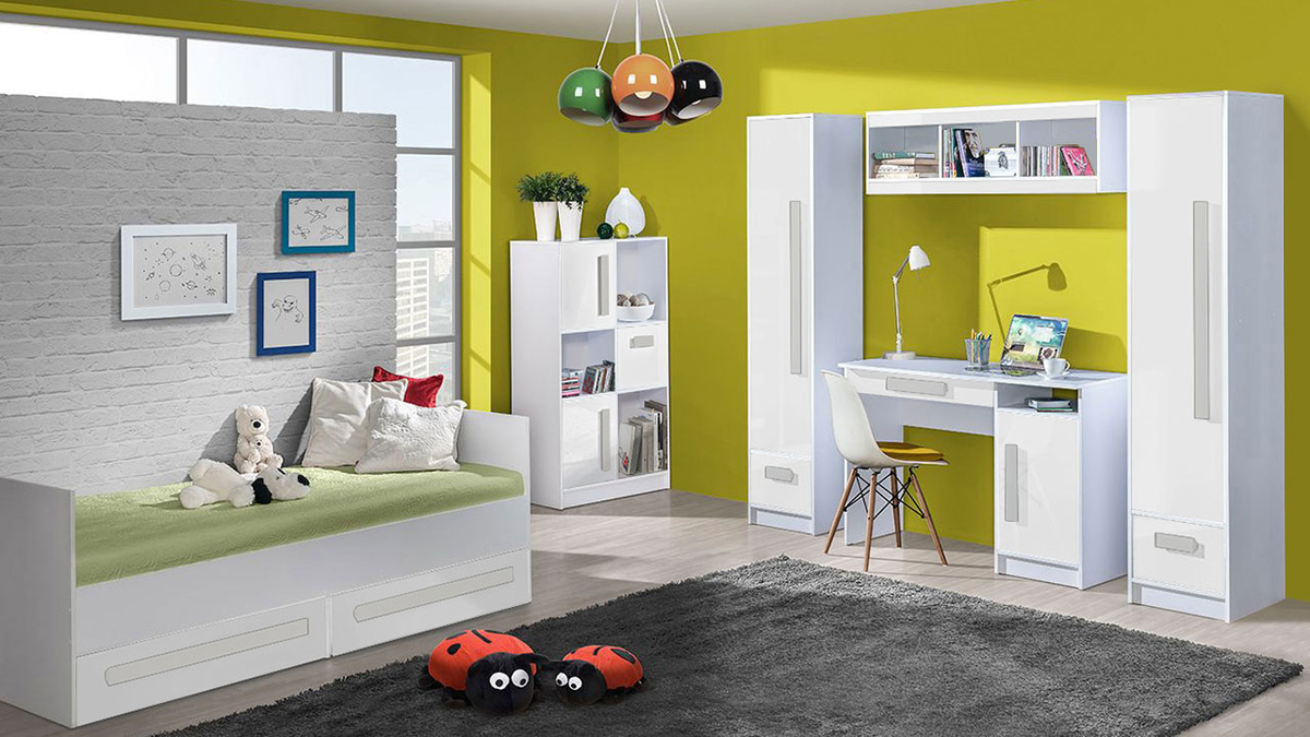 Настенная полка Merevari 106 (Белый + Глянцевый белый)