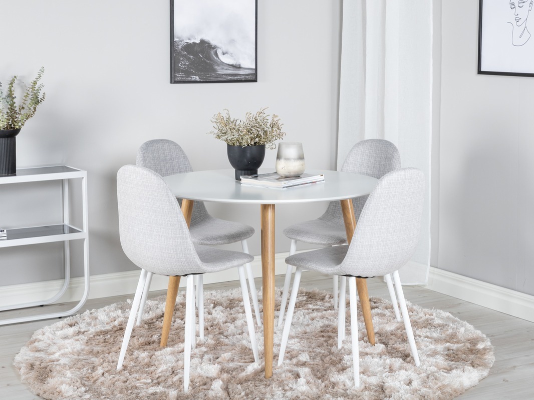 Ēdamistabas komplekts Dallas 291 (Gaiši pelēks + Balts)