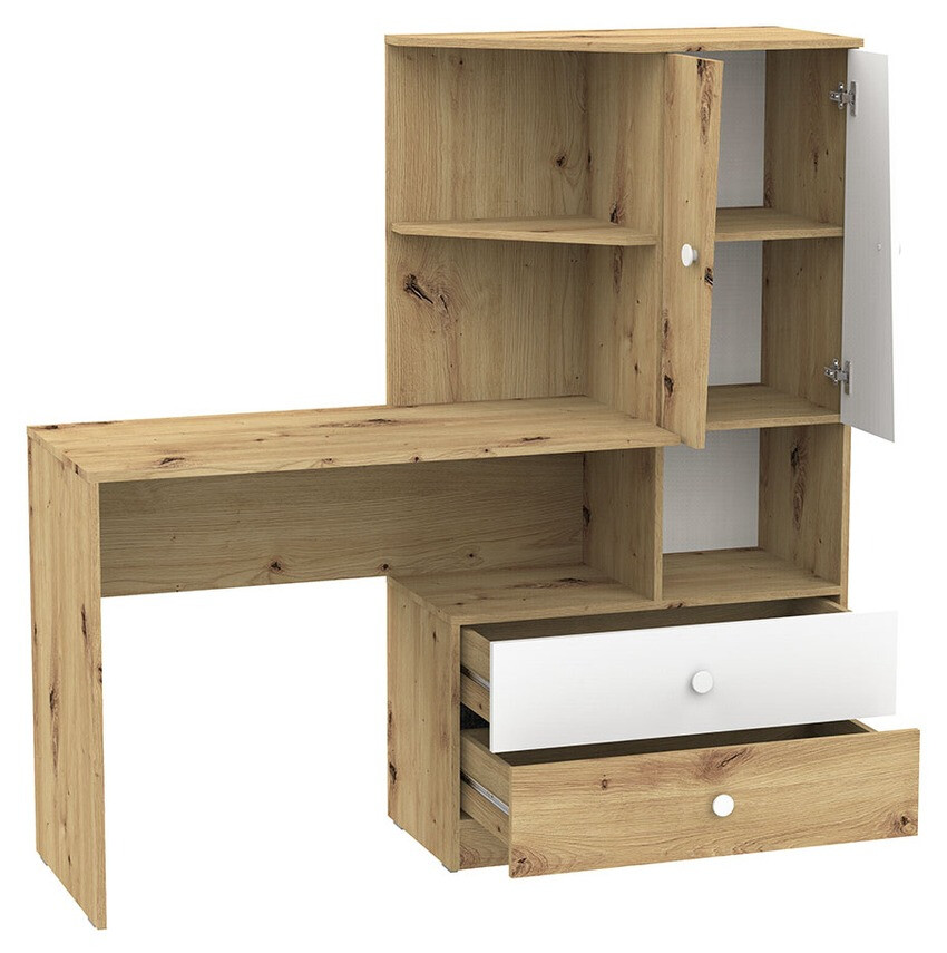 Rakstāmgalds Almira 110 (Artisan ozols + Balts + Pelēks)