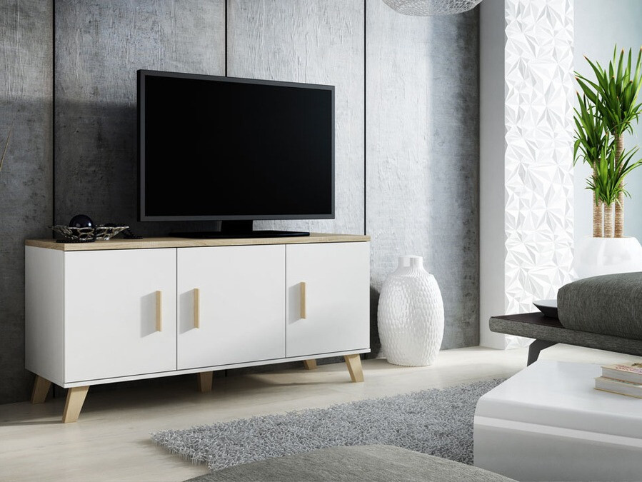 TV galds Larfloi 106 (Balts + Sonomas ozols)