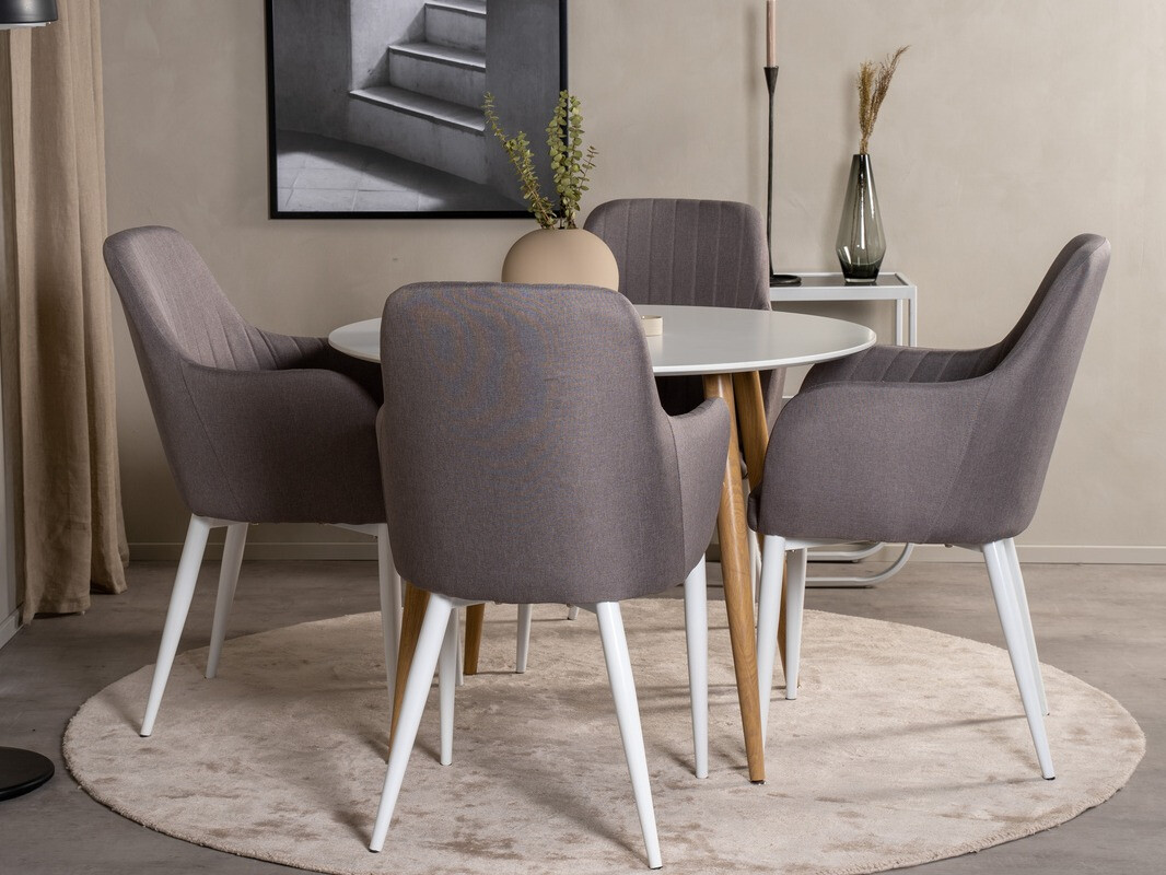 Ēdamistabas komplekts Dallas 298 (Pelēks + Balts)