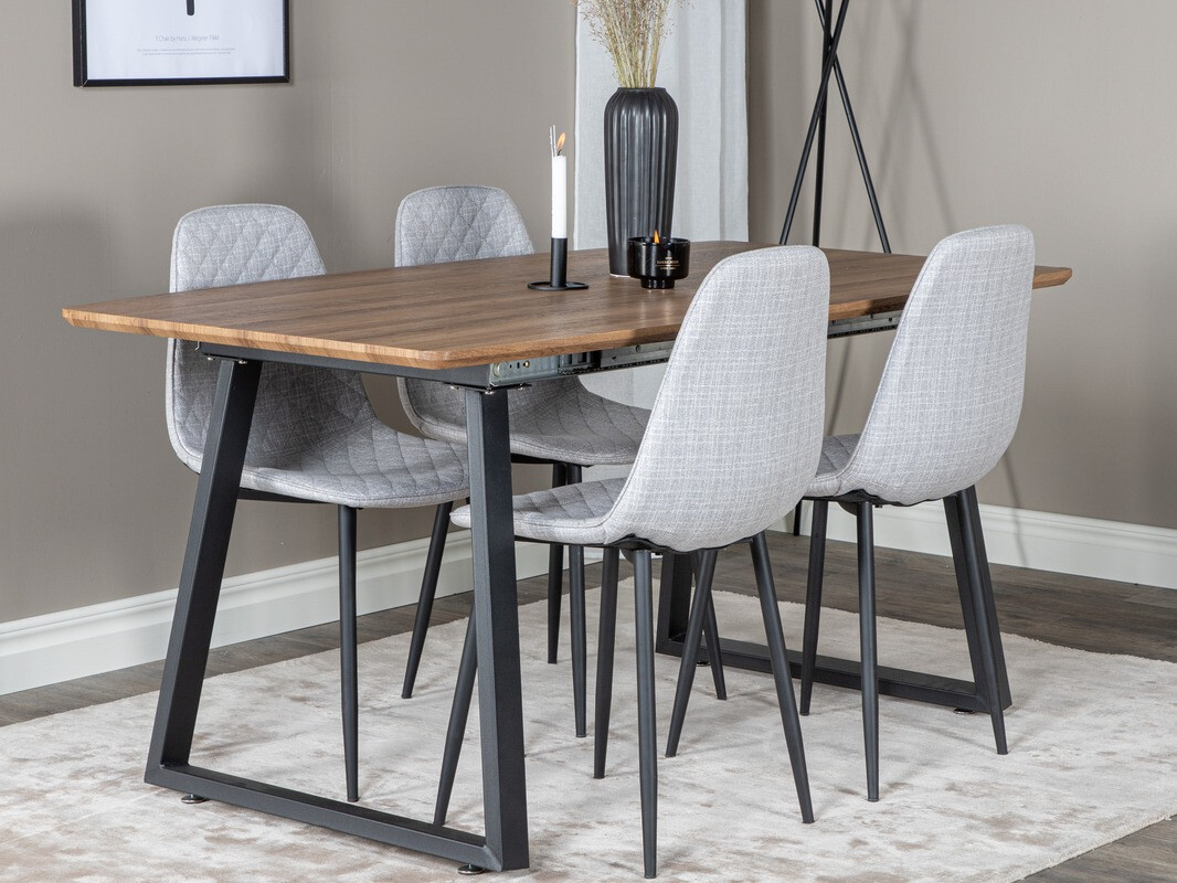 Ēdamistabas komplekts Dallas 336 (Gaiši pelēks + Melns)