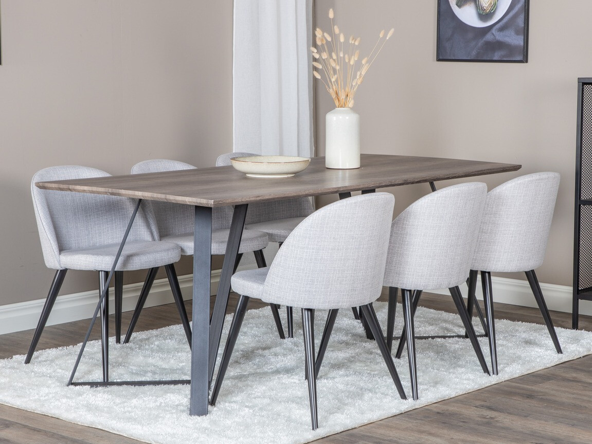 Ēdamistabas komplekts Dallas 340 (Gaiši pelēks + Melns)