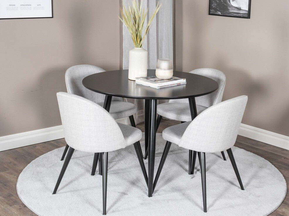 Ēdamistabas komplekts Dallas 343 (Gaiši pelēks + Melns)