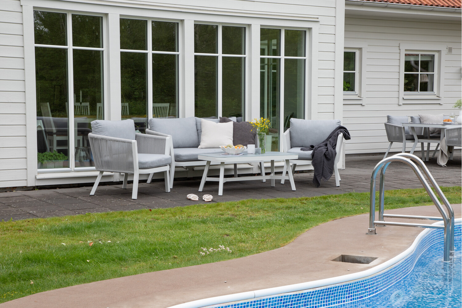 Dārza mēbeļu komplekts Dallas 2175 (Balts + Pelēks)