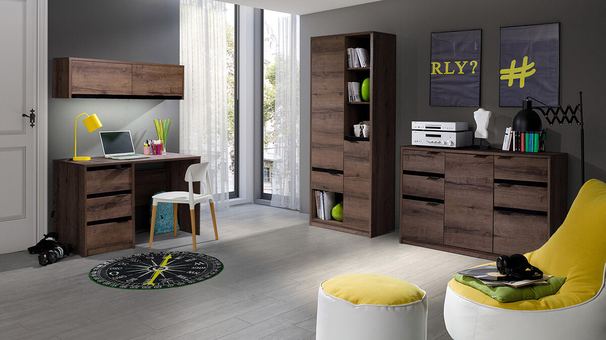 Piekarams skapītis Fivelbo 111 (Monastery ozols + Glancēts melns)