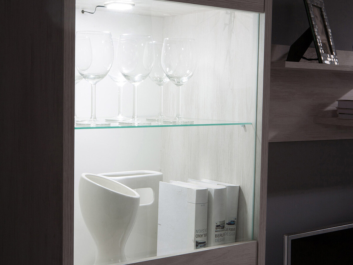 Стеллаж Fivelbo 113 (Монастырский дуб + Глянцевый черный)