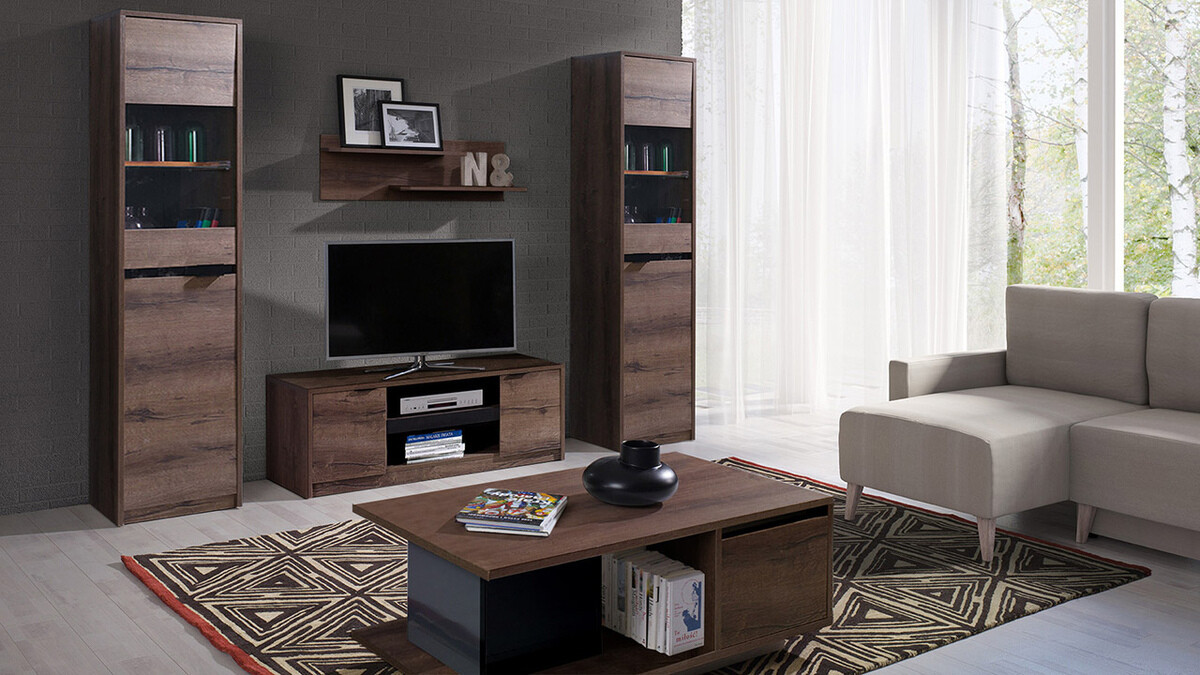 Žurnālu galdiņš Fivelbo 103 (Monastery ozols + Glancēts melns)