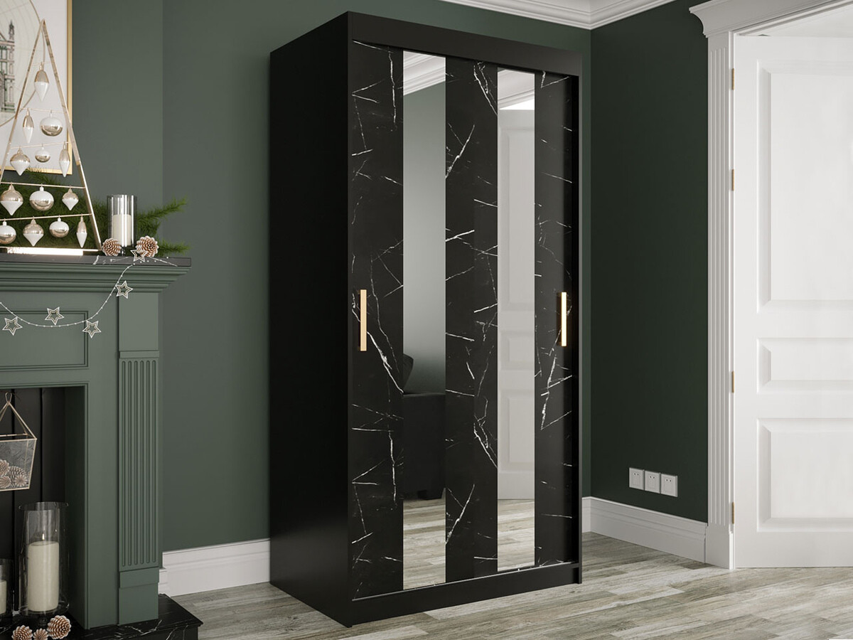 Шкаф Hartford 240 (Матовый черный + Черный мрамор)