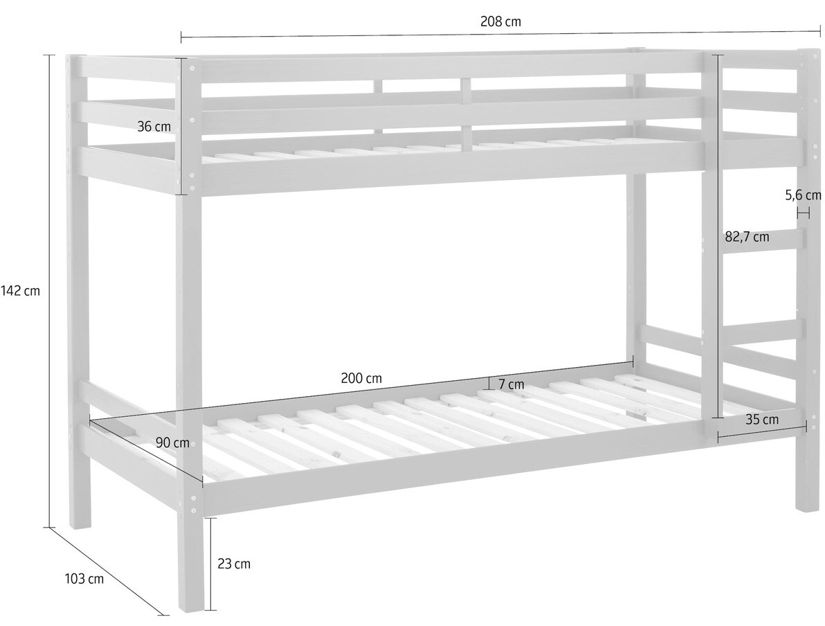 Двухъярусная кровать Ruvfiva 100 (Серый)