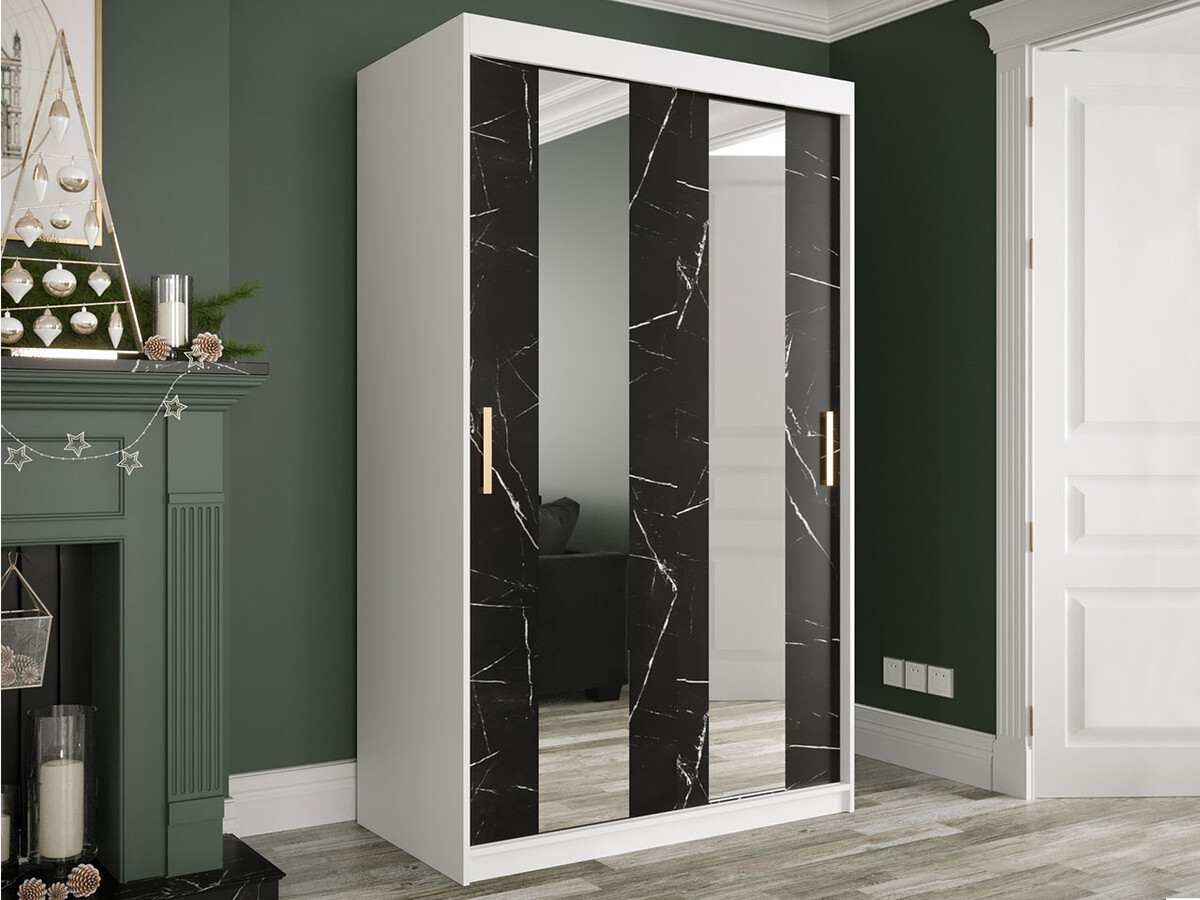 Skapis Hartford 241 (Matēts balts + Melnais marmors)