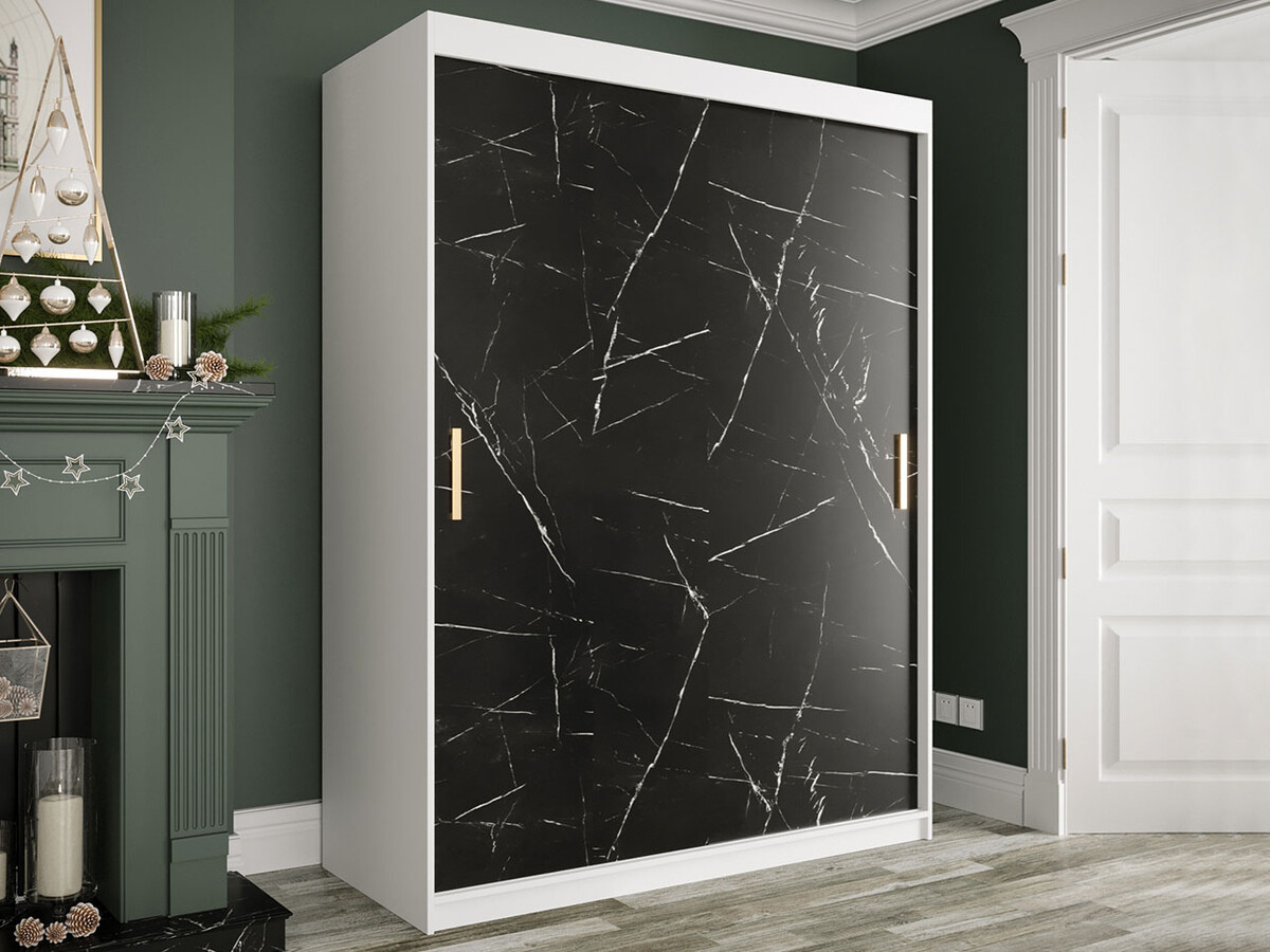 Шкаф Hartford 248 (Матовый белый + Черный мрамор)
