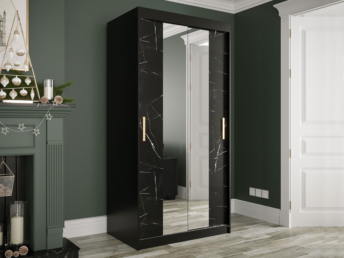 Шкаф Hartford 252 (Матовый черный + Черный мрамор)