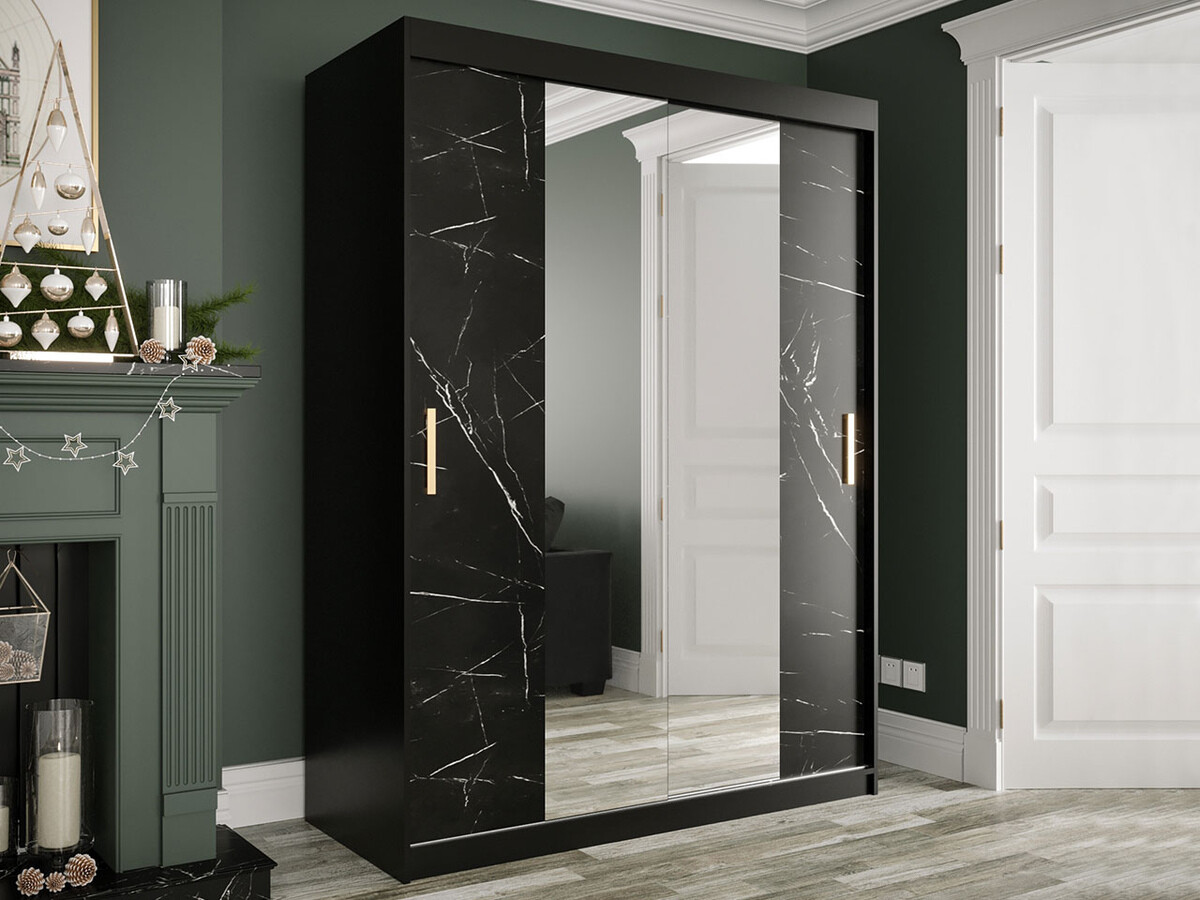 Шкаф Hartford 254 (Матовый черный + Черный мрамор)