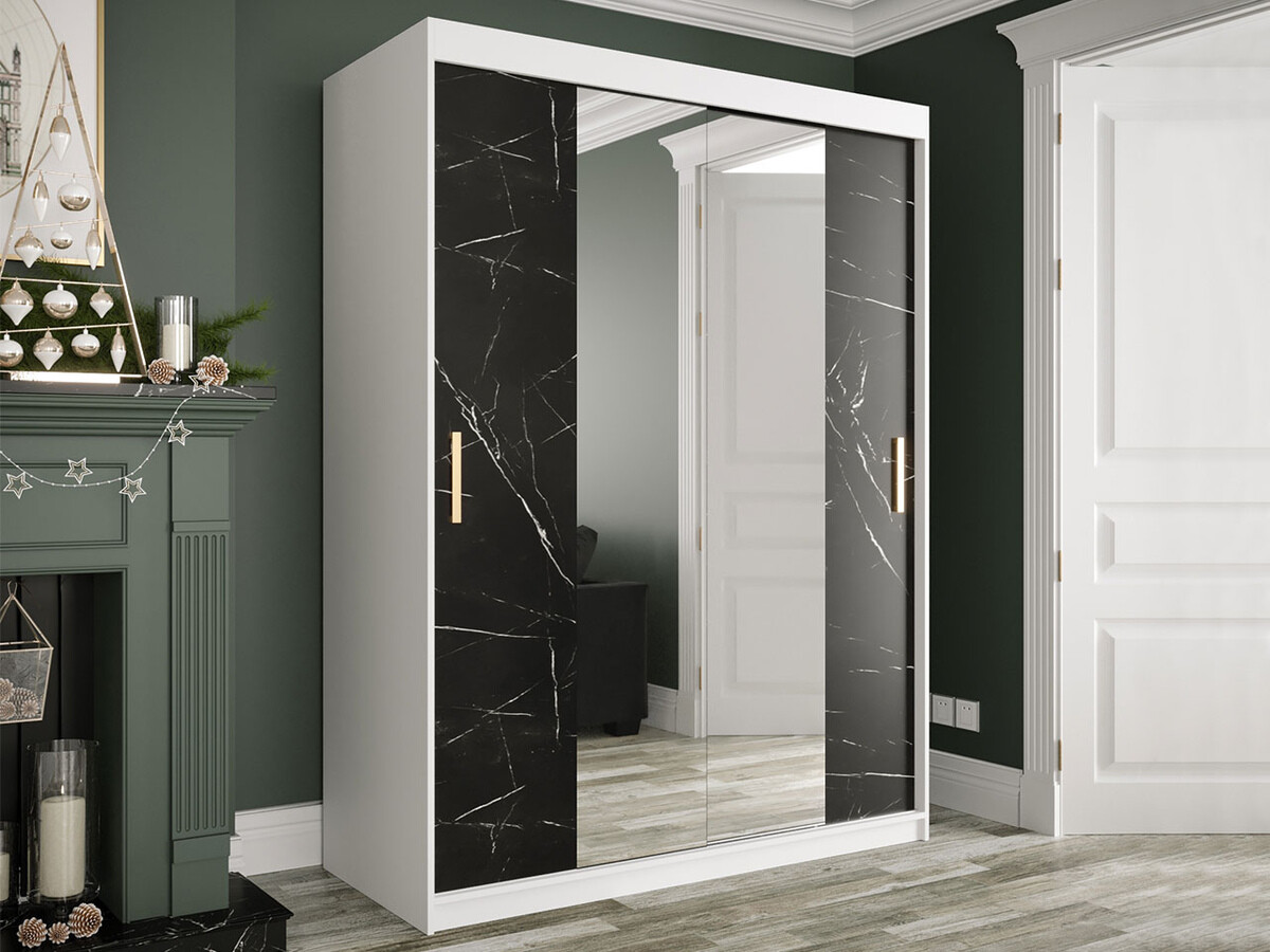 Skapis Hartford 254 (Matēts balts + Melnais marmors)