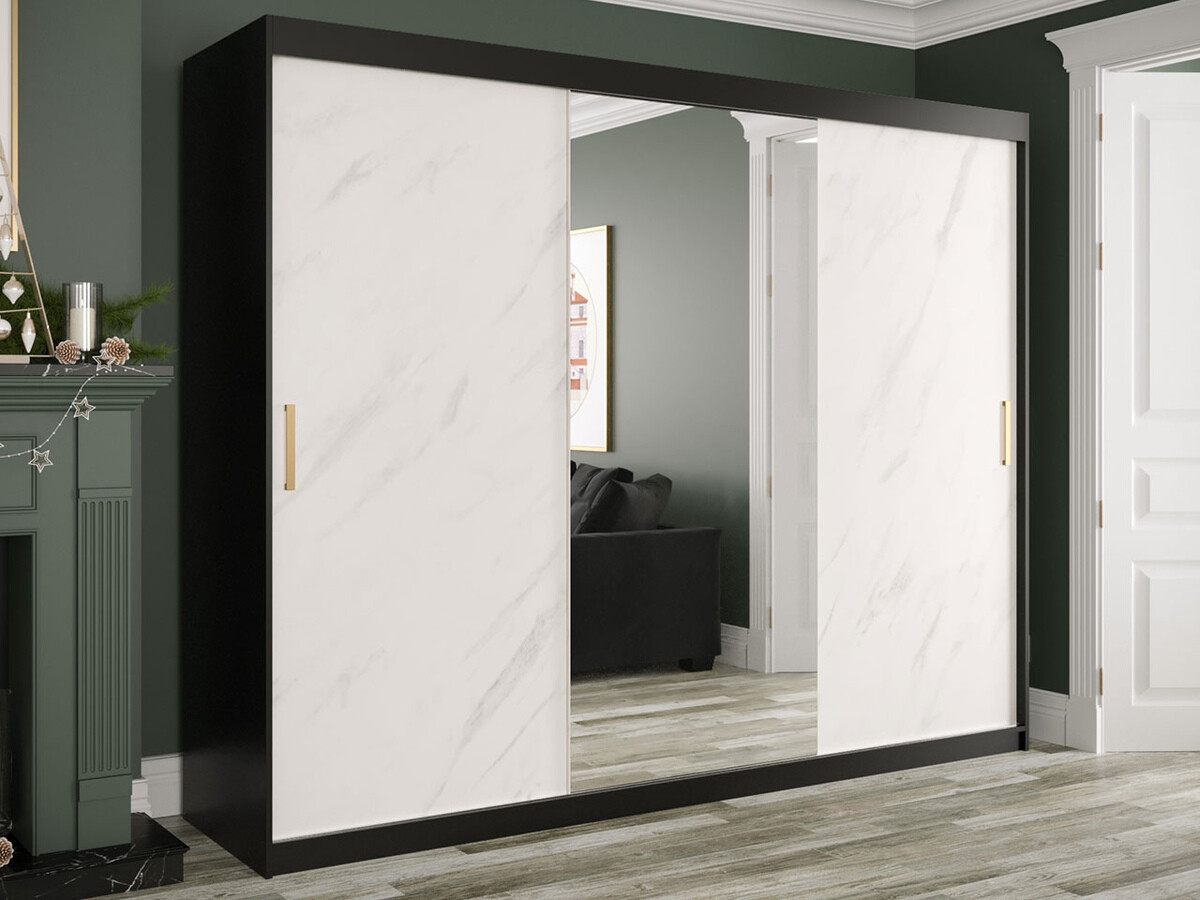 Шкаф Hartford 257 (Матовый черный + Белый мрамор)