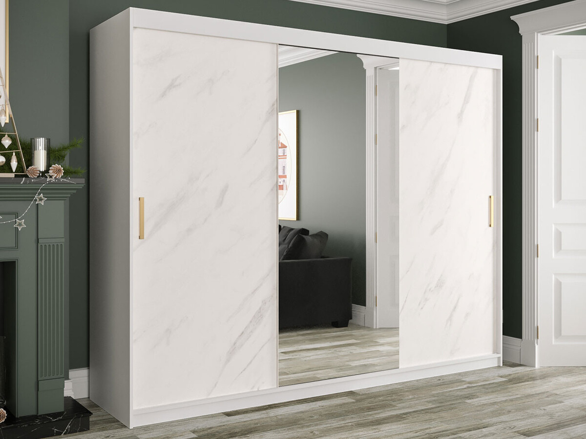 Skapis Hartford 257 (Matēts balts + Balts marmors)