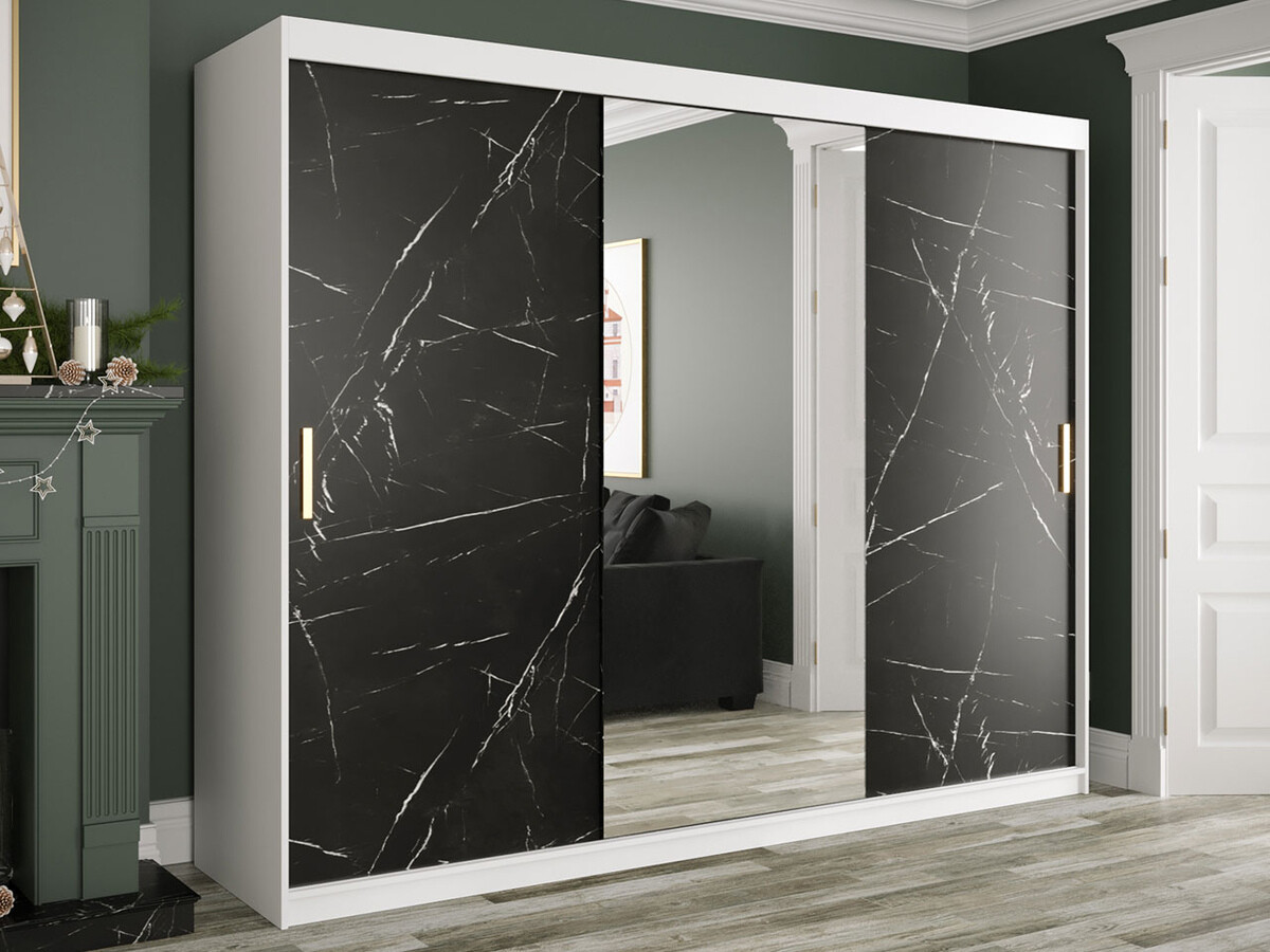 Skapis Hartford 257 (Matēts balts + Melnais marmors)