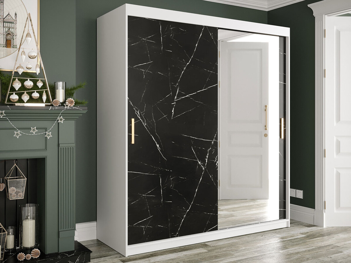 Skapis Hartford 261 (Matēts balts + Melnais marmors)