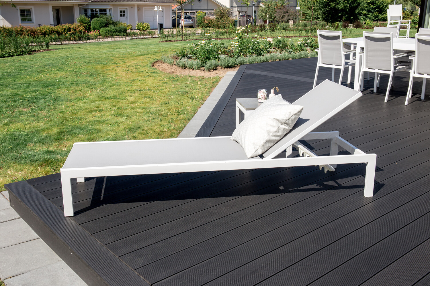 Sauļošanās krēsls Dallas 2314 (Balts + Pelēks)