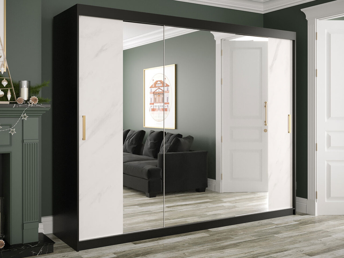 Шкаф Hartford 263 (Матовый черный + Белый мрамор)