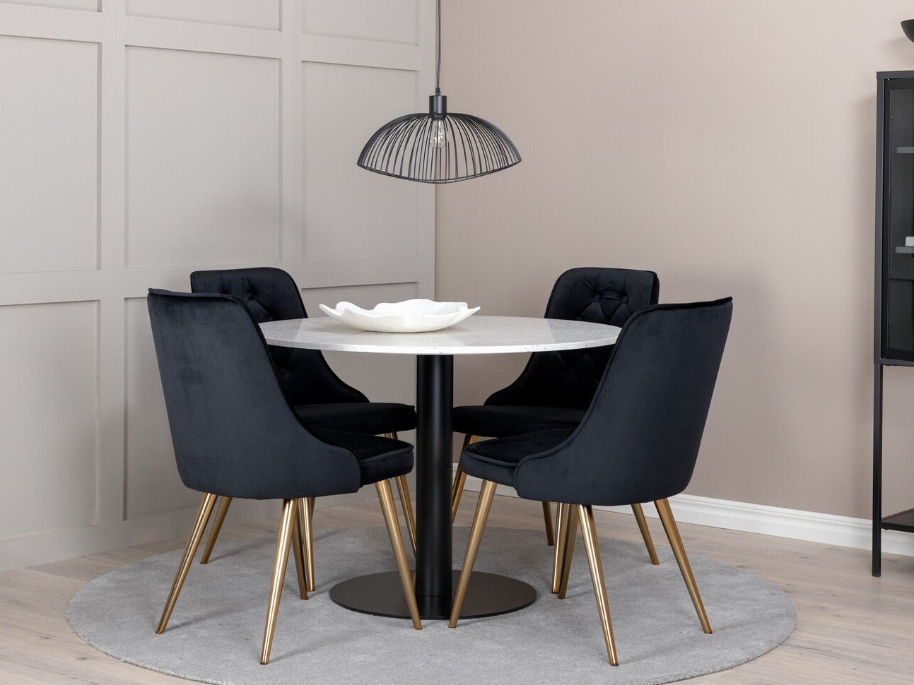 Обеденный гарнитур Dallas 1160 (Чёрный + Латунь)