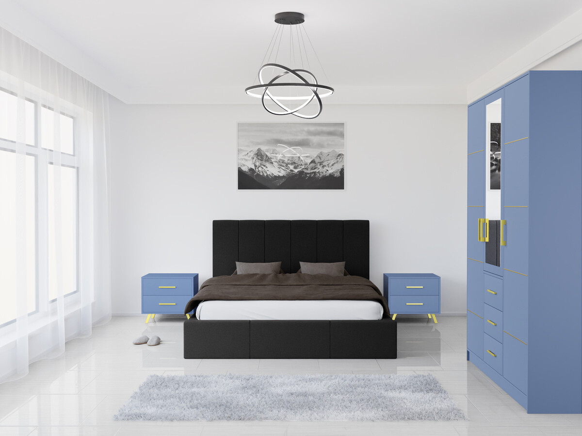 Guļamistabas komplekts Dortivu 154 (Zils + Inari 96)