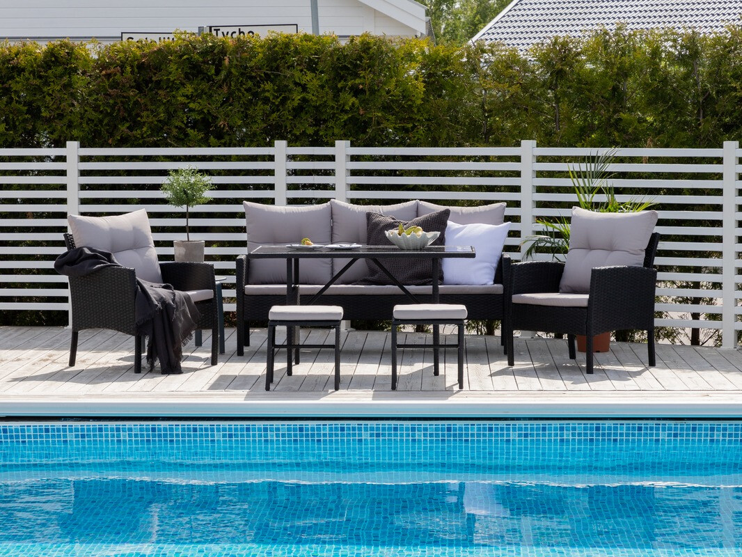 Dārza mēbeļu komplekts Dallas 2473 (Melns + Pelēks)