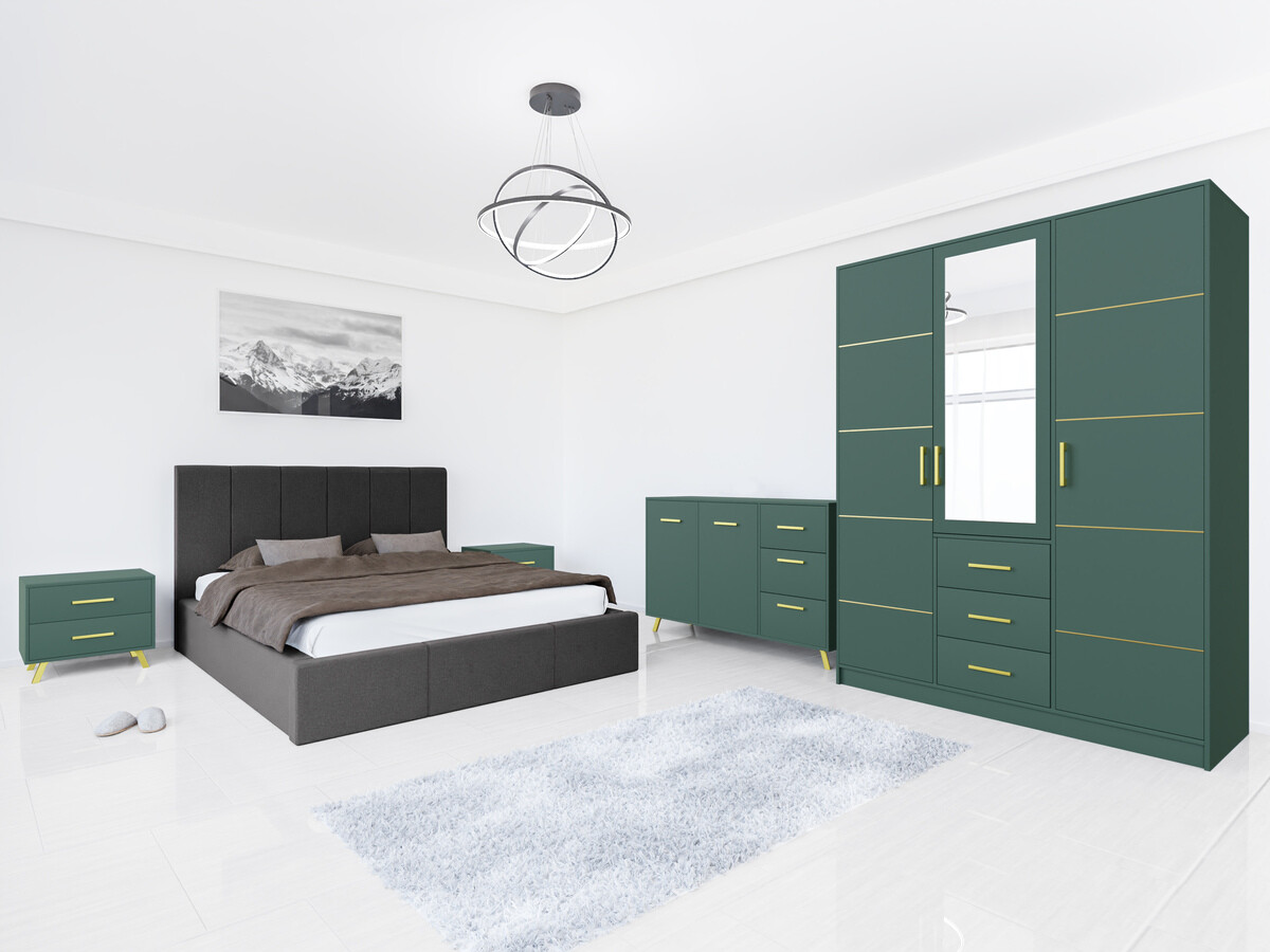 Guļamistabas komplekts Dortivu 154 (Zaļš + Inari 96)