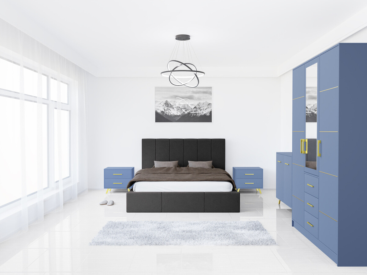 Спальный гарнитур Dortivu 154 (Синий + Inari 96)