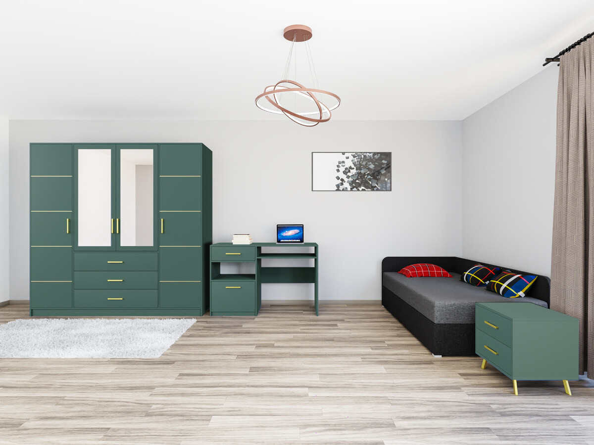 Mēbeļu komplekts Dortivu 122 (Zaļš + Lux 23 + Lux 06)