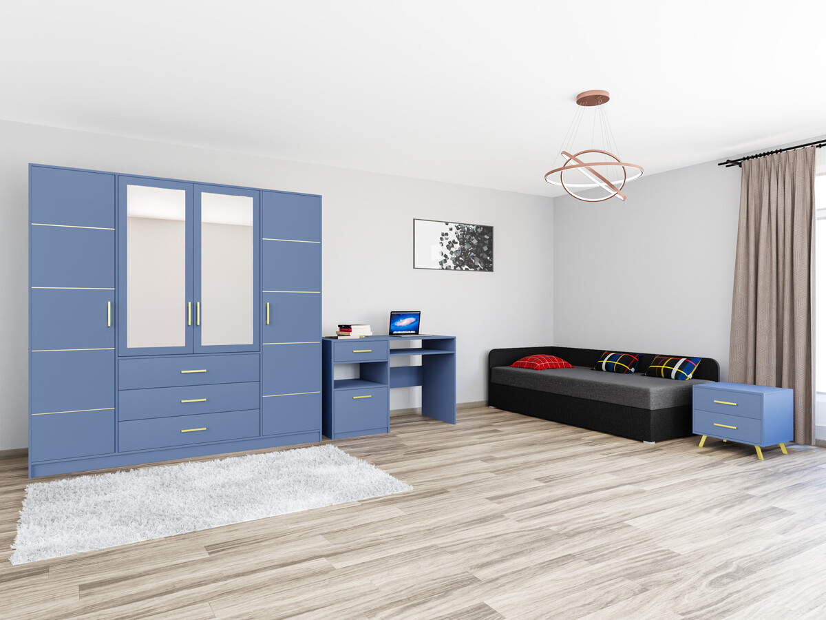 Mēbeļu komplekts Dortivu 122 (Zils + Lux 23 + Lux 06)
