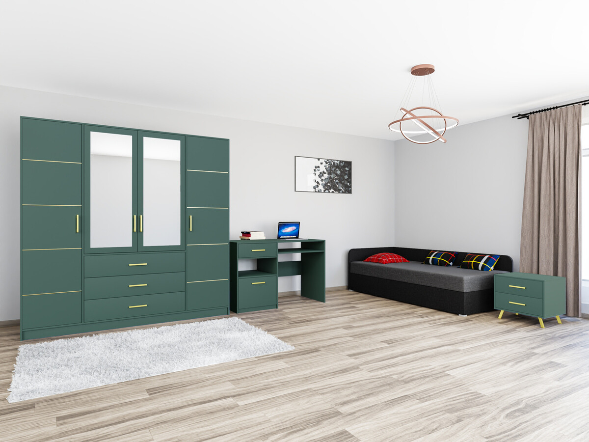 Mēbeļu komplekts Dortivu 122 (Zaļš + Lux 23 + Lux 06)