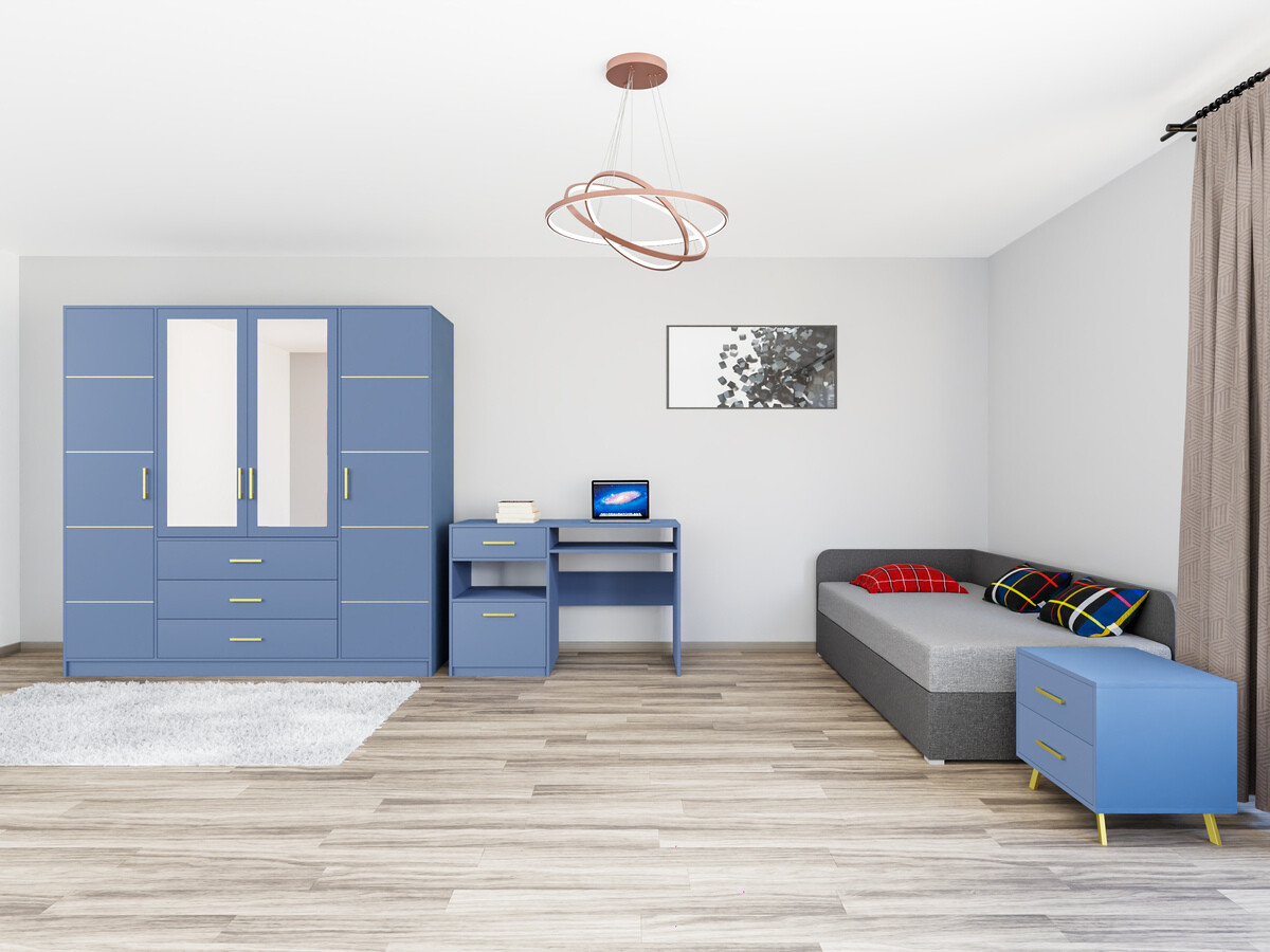 Mēbeļu komplekts Dortivu 122 (Zils + Lux 06 + Lux 05)