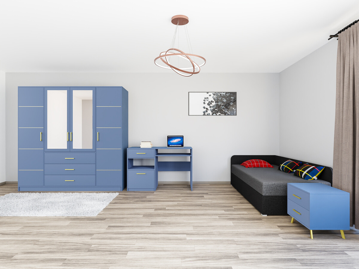 Mēbeļu komplekts Dortivu 122 (Zils + Lux 23 + Lux 06)