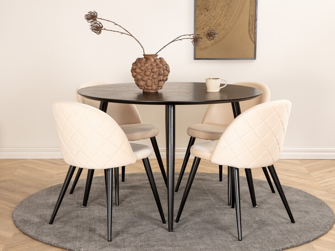 Ēdamistabas komplekts Dallas 2545 (Krēms + Melns)
