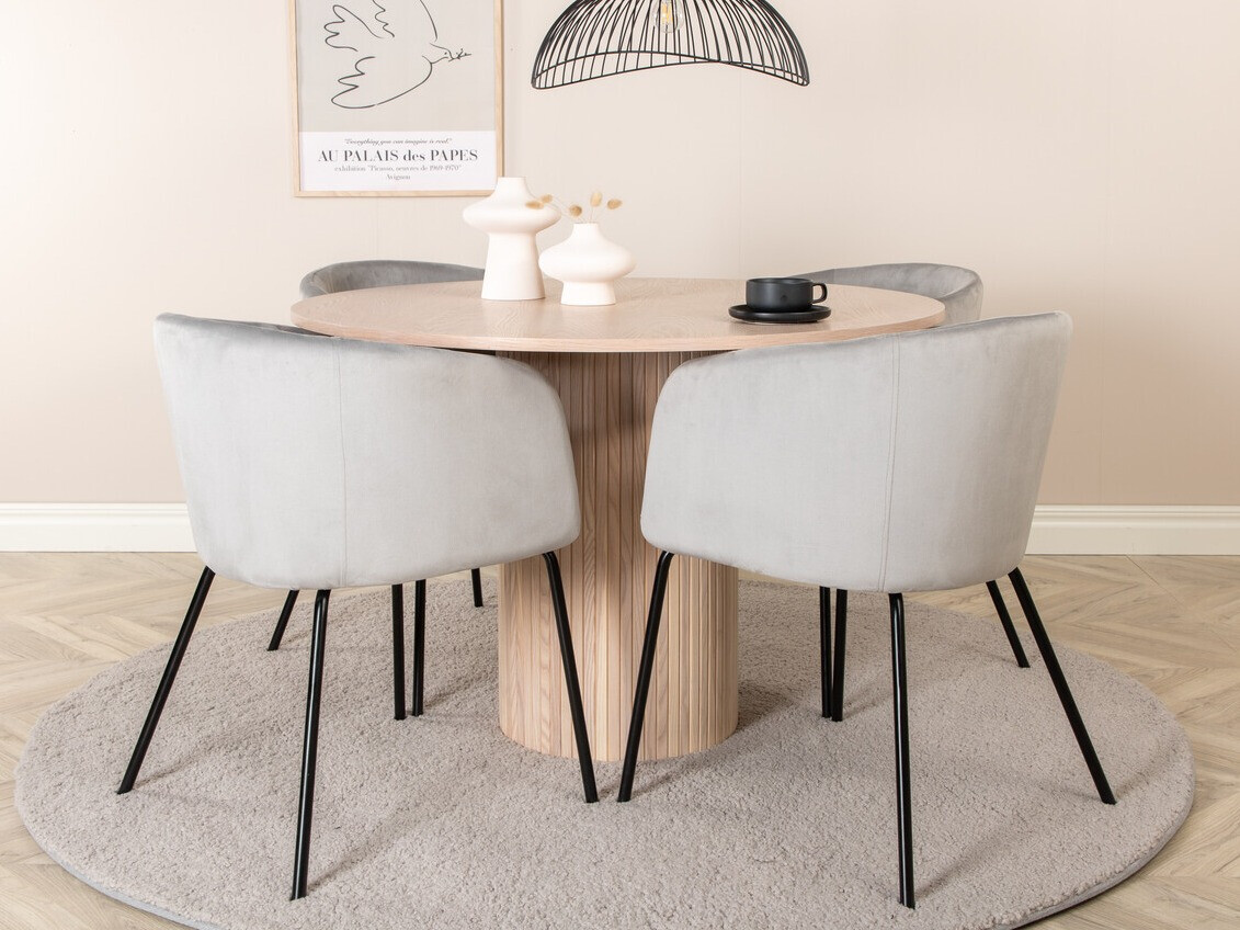 Ēdamistabas komplekts Dallas 2557 (Gaiši pelēks + Melns)