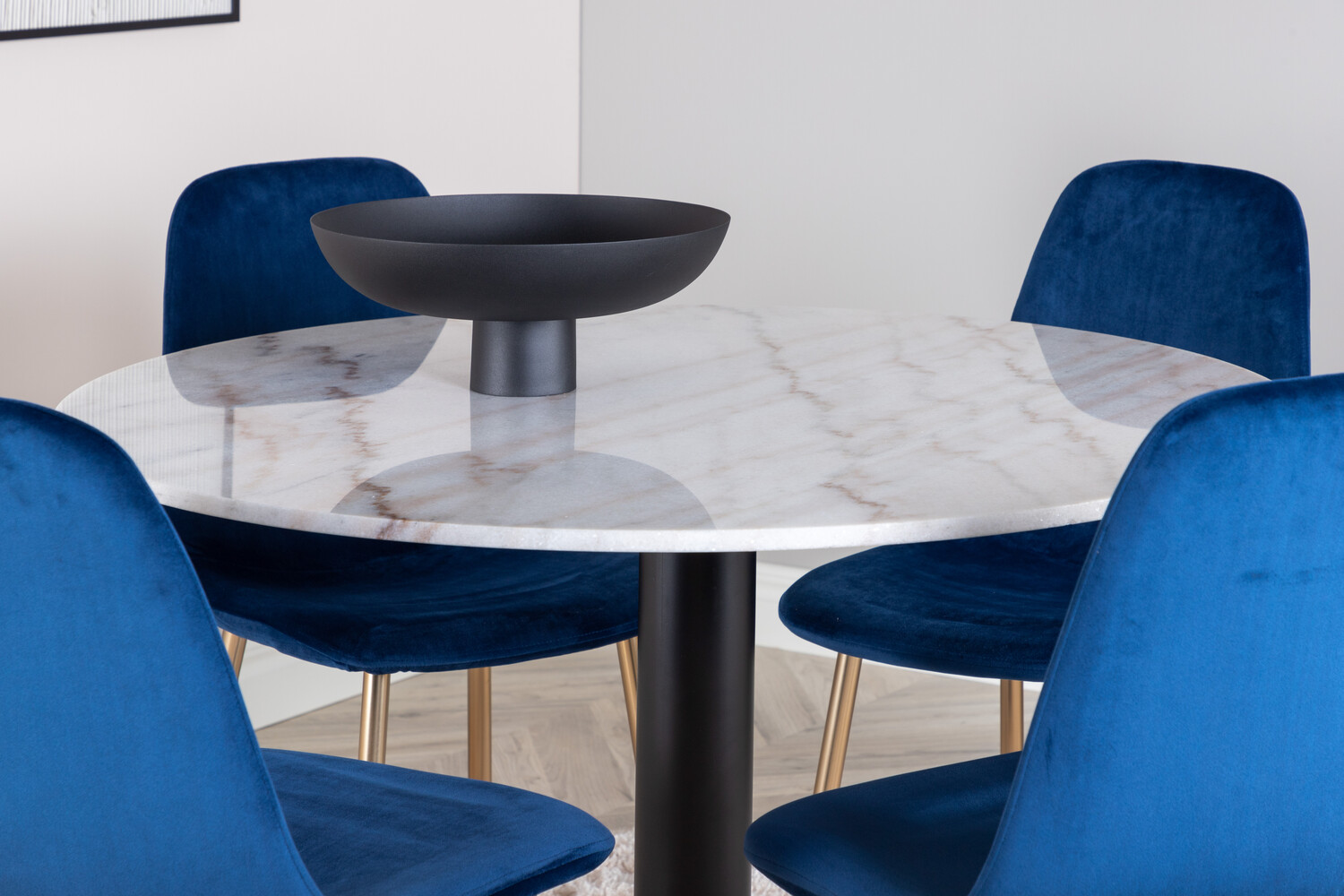 Ēdamistabas komplekts Dallas 2628 (Balts marmors + Melns)