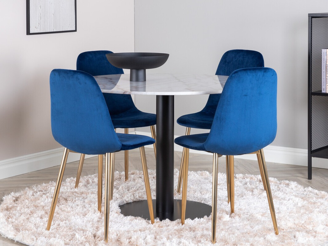 Ēdamistabas komplekts Dallas 2628 (Balts marmors + Melns)