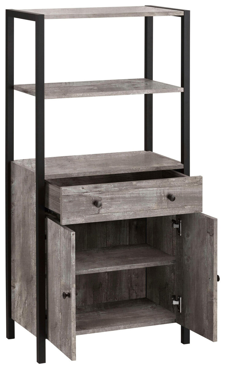 Vannas komplekts Larnovo 117 (Pelēks ozols + Melns)