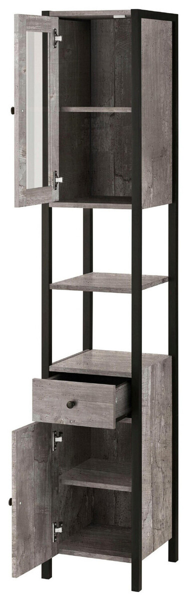 Vannas komplekts Larnovo 117 (Pelēks ozols + Melns)