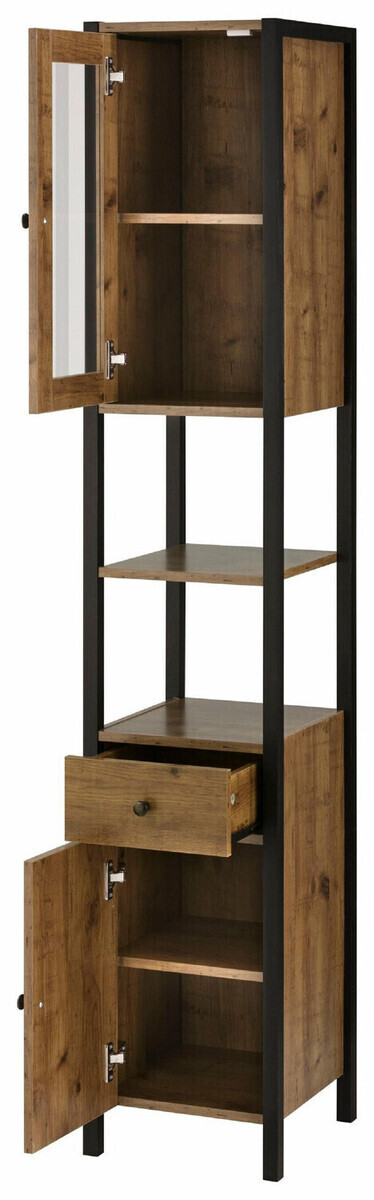 Vannas komplekts Larnovo 117 (Tumšs ozols + Melns)