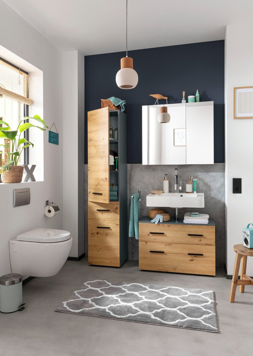 Hапольные шкафчик для ванной Larlori 103 (Антрацит + Дуб)