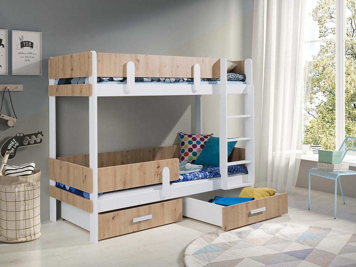 Divstāvu gulta Henderson 144 (Balts + Artisan ozols)