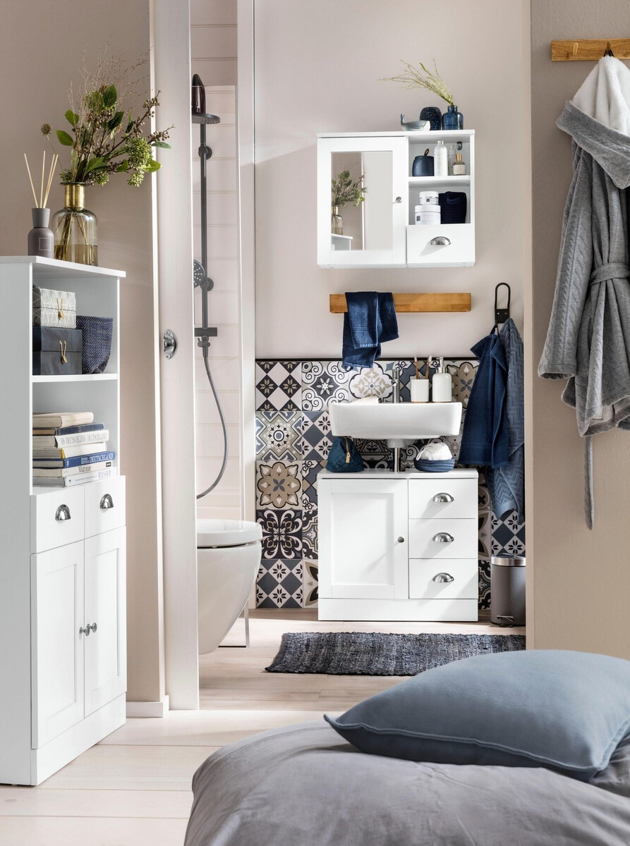 Stāvošs vannas istabas skapītis izlietnei Elmvene 105 (Balts)